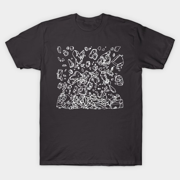 Falling Rocks drawing (white) T-Shirt by HRNDZ